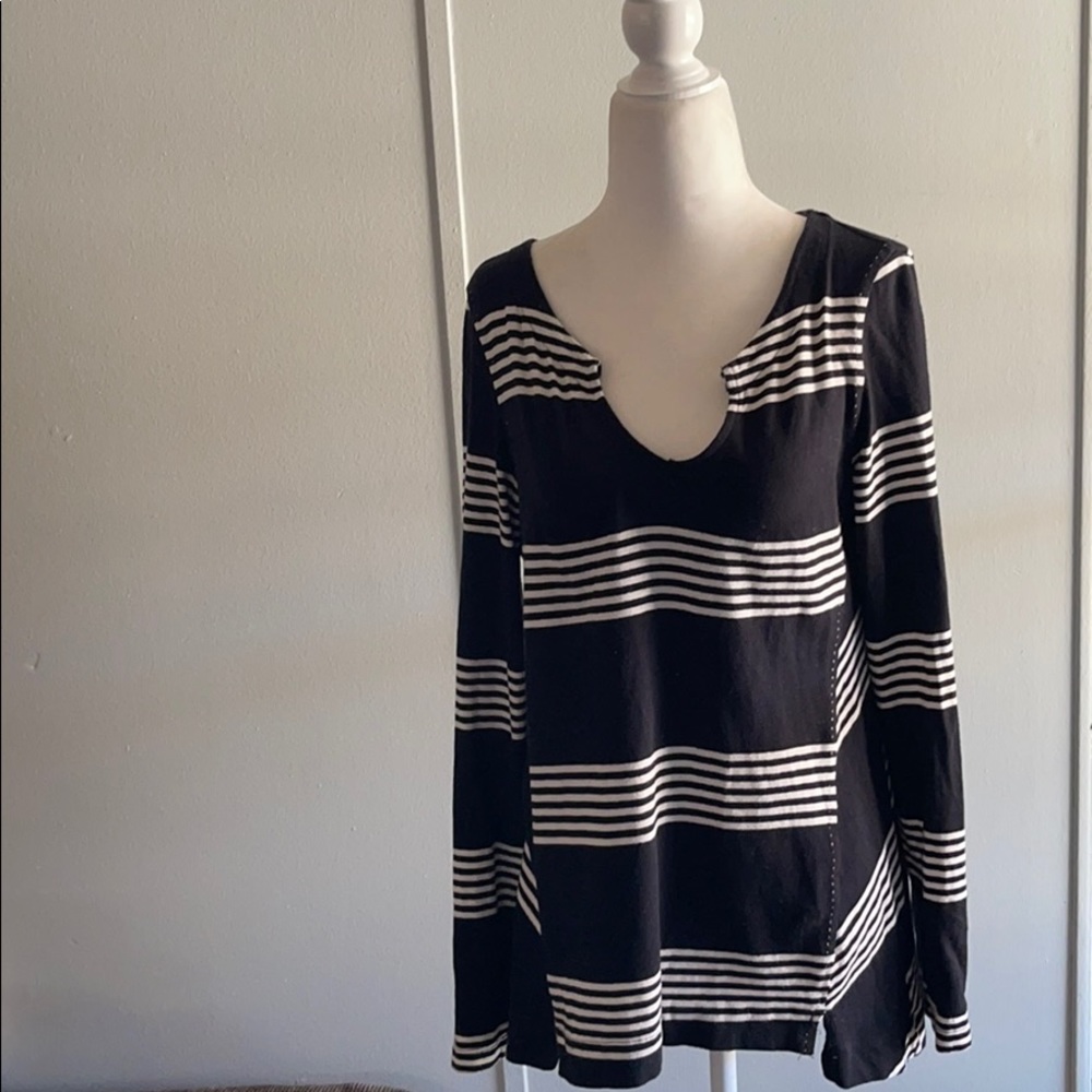 Anthropologie Postmark striped top tie back detail